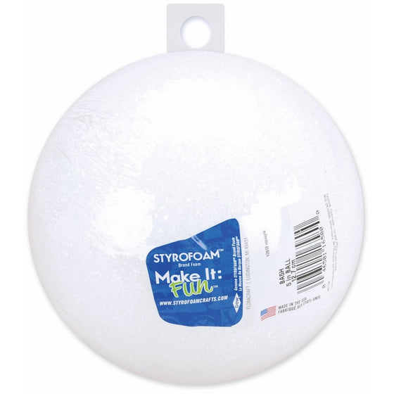 Floracraft Styrofoam Ball, 5-Inch, White, 1-Pack