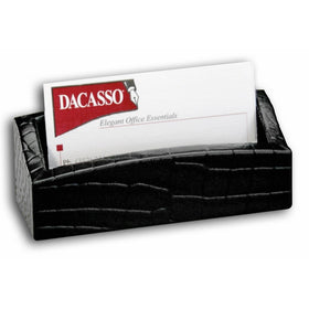 Dacasso Black Crocodile Embossed Leather Business Card Holder