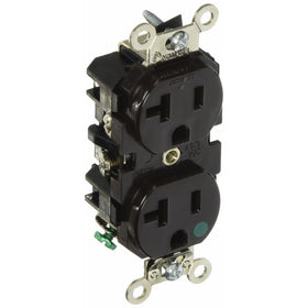 Leviton 8300 20-Amp, 125-Volt, Extra Heavy Duty Hospital Grade, Duplex Receptacle, Straight Blade, Self Grounding, Back and Side Wired, Brown