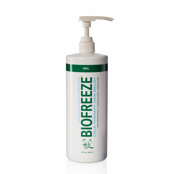 Biofreeze Pain Relief Gel for Arthritis, 32 oz. Bottle With Pump, Fast Acting Cooling Pain Reliever for Muscle, Joint, Back Pain, Cold Topical Analgesic with Original Green Formula, 4% Menthol