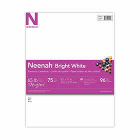 Neenah Bright White Cardstock, 8.5”x11”, 65lb/176 gsm, Bright White, 75 Sheets (90905)