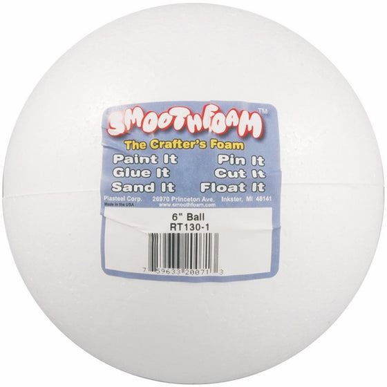 Smoothfoam Ball Craft Foam for Modeling, 6-Inch, White