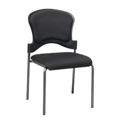 Titanium Finish Visitors Chair with Upholstered Contour Back