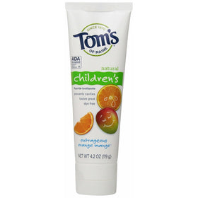 Tom's of Maine Natural Children's Fluoride Toothpaste, Outrageous Orange Mango, 4.2 Ounce