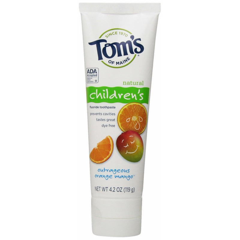 Tom's of Maine Natural Children's Fluoride Toothpaste, Outrageous Orange Mango, 4.2 Ounce