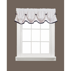 Kate 58 x 13 Valance, White with Black Trim