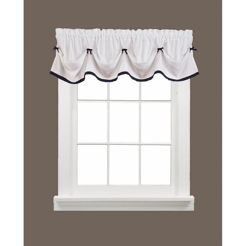 Kate 58 x 13 Valance, White with Black Trim