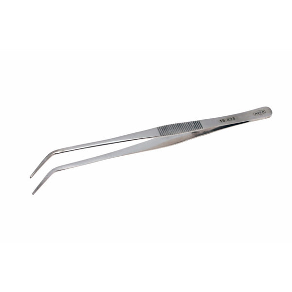 Aven 18425 Curved Utility General Purpose Tweezers, Stainless Steel, 7" Length, 20mm Tip Length, 2mm Tip Width