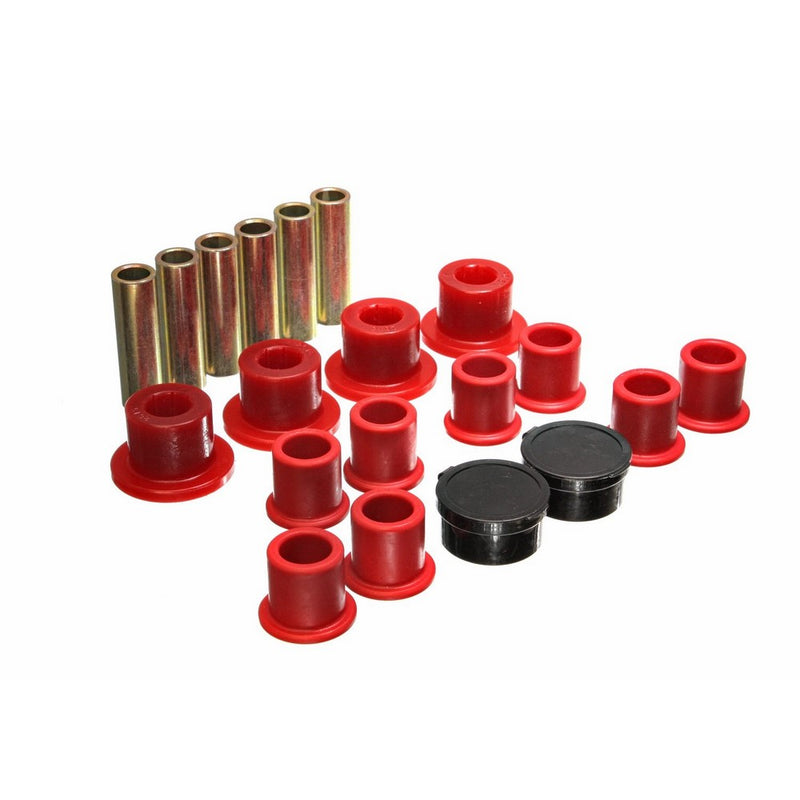 Energy Suspension 4.2154R Leaf Spring Bushing Set Red Rear Performance Polyurethane Leaf Spring Bushing Set