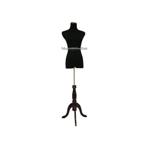 Black Female Mannequin Dress Form Size 2-4 Small 35" 24" 33" (On Black Tripod Stand)