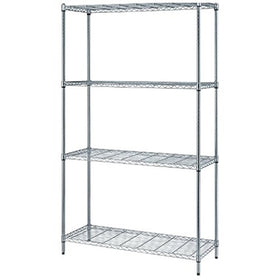 Quantum Storage Systems RWR72-1848LD 4-Tier Wire Shelving Unit, Chrome Finish, 300 lb. Per Shelf Capacity, 72" Height x 48" Width x 18" Depth