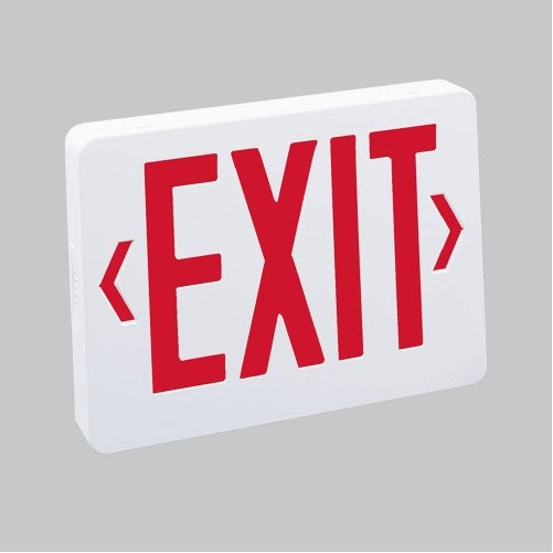 Universal LED Exit Sign- Battery Backup, Red Letters