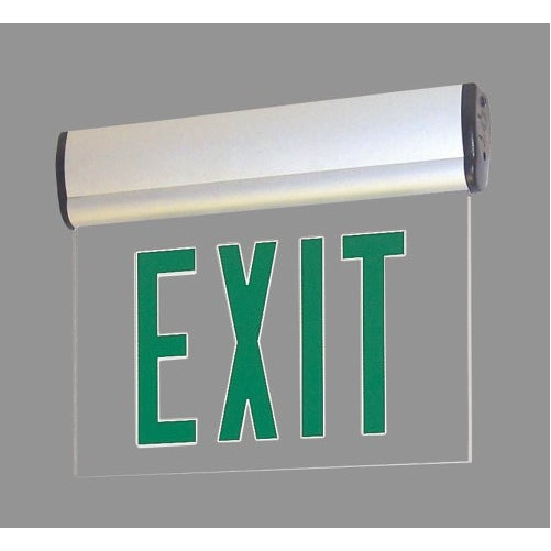 Edge Lit LED Exit Sign with Adjustable Housing - AC Only, Green Letters