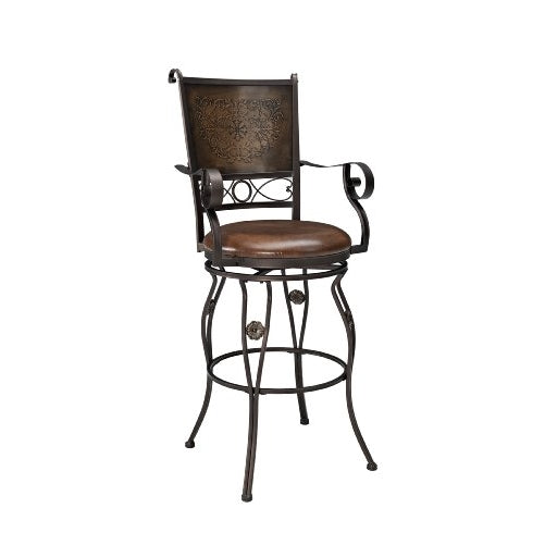 Powell Company Big and Tall Copper Stamped Back Barstool with Arms