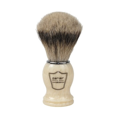 Parker Safety Razor 100% Silvertip Badger Bristle Shaving Brush (Ivory Handle) & Free Shaving Brush Stand