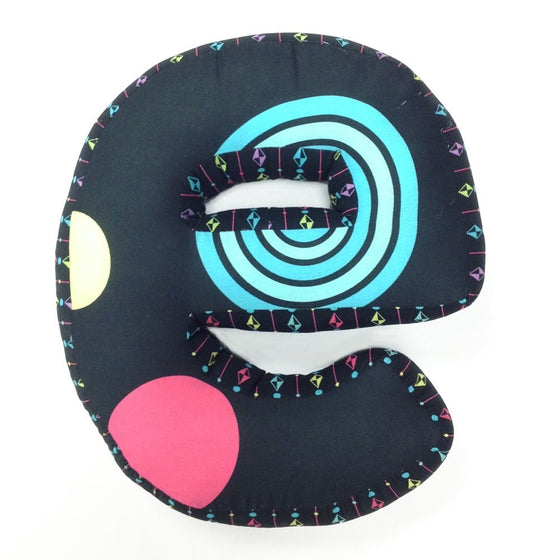 One Grace Place Magical Michayla Letter Pillow "E", Black, Purple and Turquoise
