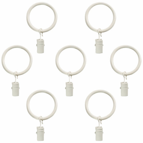 Montevilla 7-Pack Window Treatment Clip Rings for 5/8-Inch Drapery Rods, Distressed White