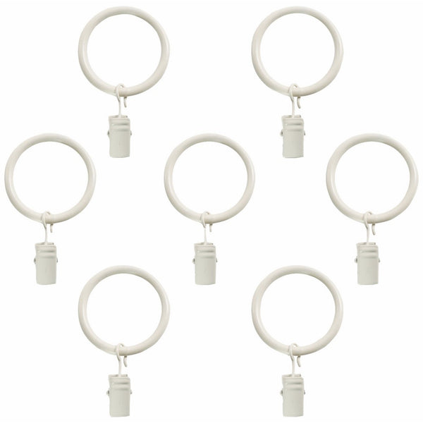 Montevilla 7-Pack Window Treatment Clip Rings for 5/8-Inch Drapery Rods, Distressed White