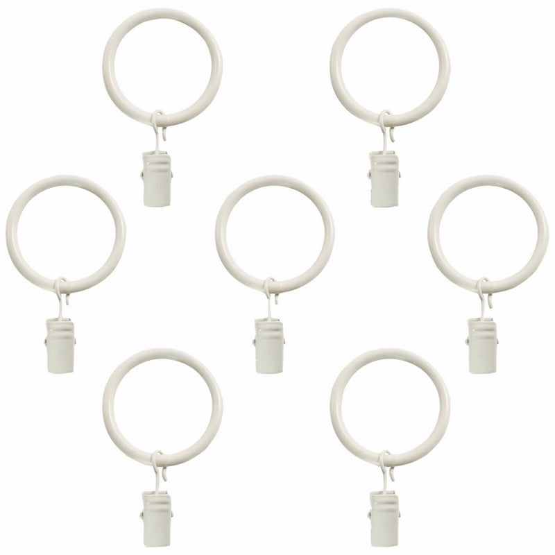 Montevilla 7-Pack Window Treatment Clip Rings for 5/8-Inch Drapery Rods, Distressed White