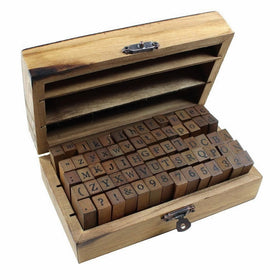 Estone 70pcs/set Wooden Box multipurpose Number Alphabet Letter Wood Rubber Stamp New