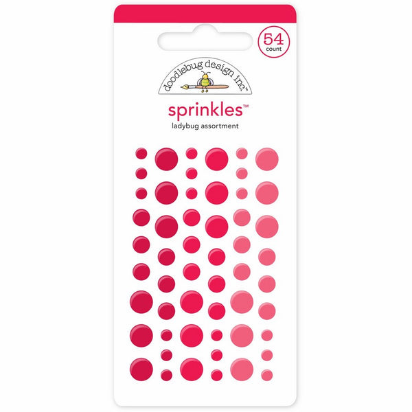 Crafters Workshop MONOS-4006 Glossy Enamel Adhesive Sprinkles, Ladybug Dots, 54 Per Package