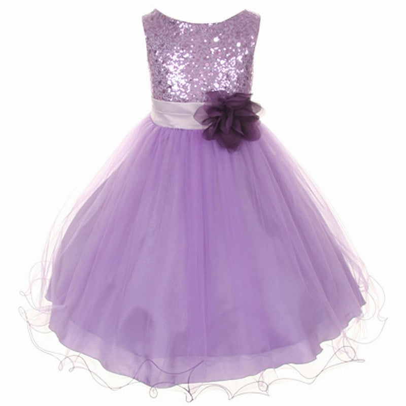 Kid's Dream Baby Girls Lavender Sequin Double Mesh Flower Dress 6M
