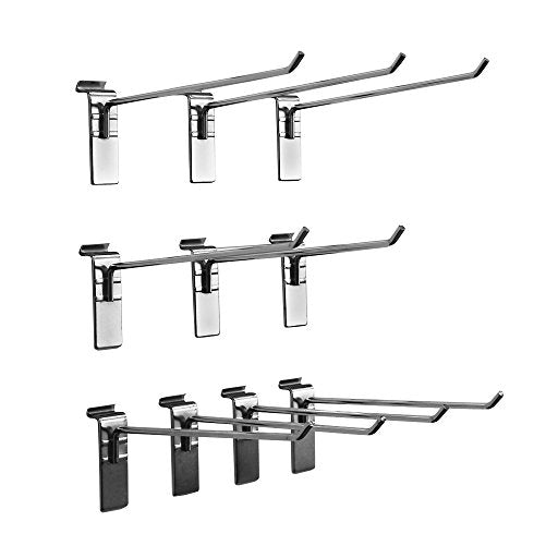 Proslat 39014 Evolia 8-Inch Hook for Slatwall, Chrome, 10-Pack