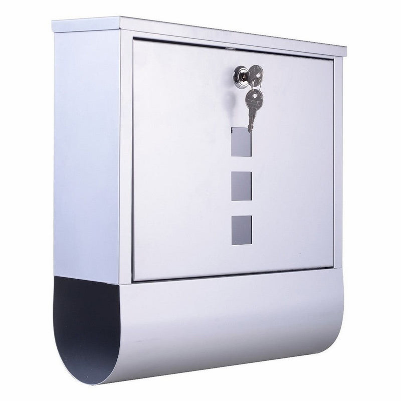 Wall Mount Mail Box Steel With Newspaper Roll w/ Retrieval Door & 2 Key New