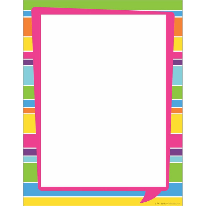Barker Creek Designer Computer Paper - Happy Bright Stripe, 8-1/2 x 11", 50 Sheets per Package (LL-745)