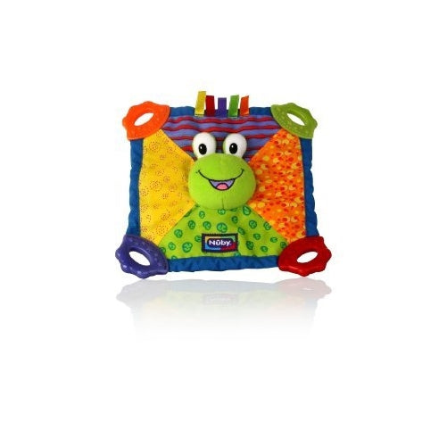 Nuby Teething Blankie. Squeak & Crinkle Teether & Blanket, Frog