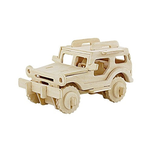 3D Wooden Model Toy Kit World Puzzle Build Car Kit Wooden 3d Puzzles Build Car Kit Kids Wooden Puzzle Car Model Kits 38-pcs (Jeep)