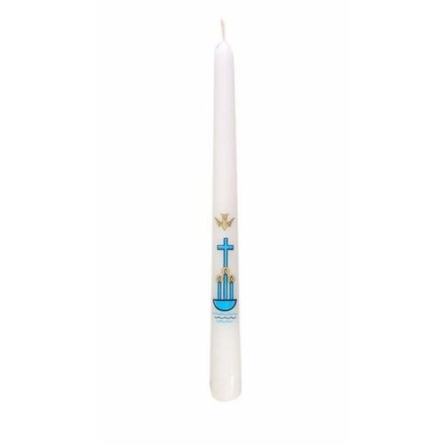 Cross/Dove Baptismal Taper Candle, 10 Inch