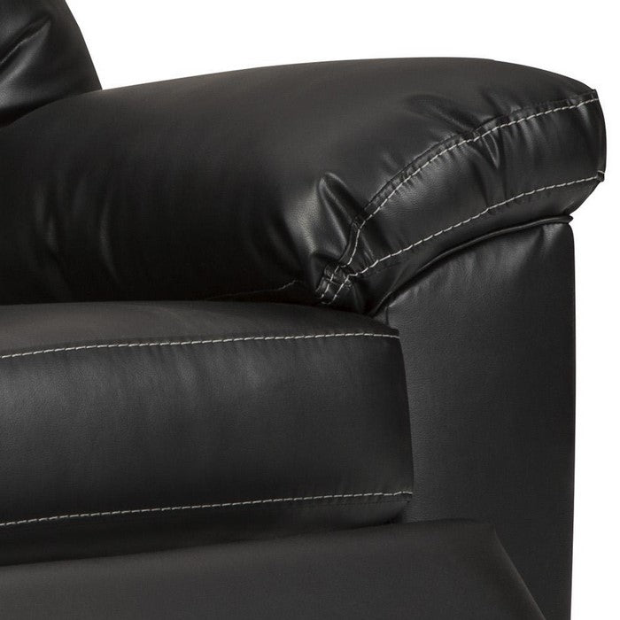 Leatherette Rocker Recliner with Pillow Top Armrest, Black