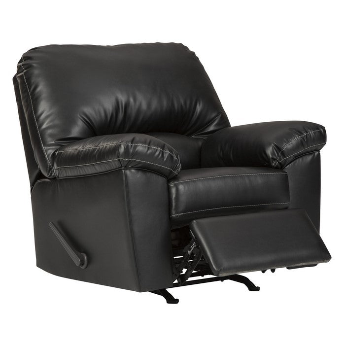 Leatherette Rocker Recliner with Pillow Top Armrest, Black