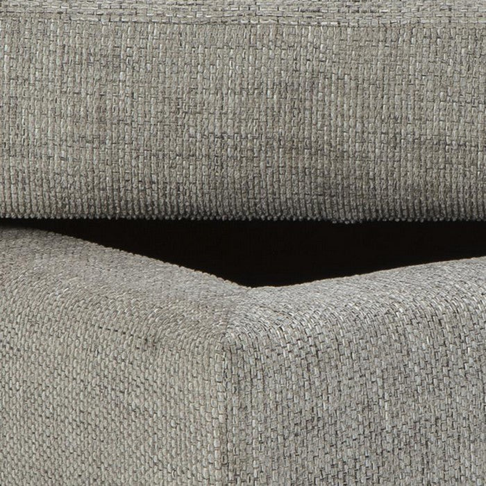 Wooden Ottoman with Textured Polyester Upholstery and Storage, Light Gray