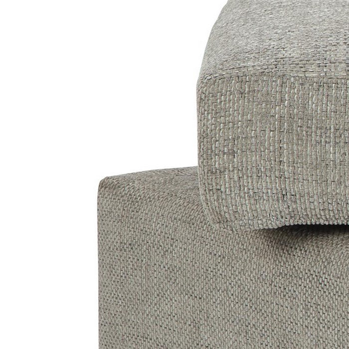 Wooden Ottoman with Textured Polyester Upholstery and Storage, Light Gray