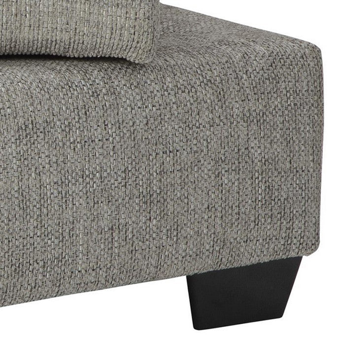 Wooden Ottoman with Textured Polyester Upholstery and Storage, Light Gray