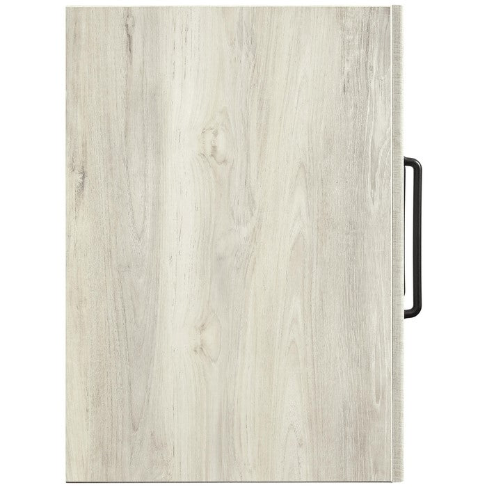 Grained 5 Drawer Wooden Chest with Bar Pull Handles, Distressed White