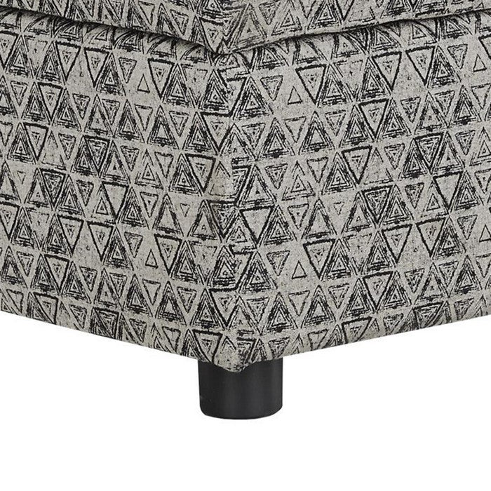 Contemporary Polyester Upholstered Ottoman with Storage, Gray and Black