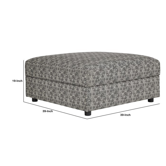 Contemporary Polyester Upholstered Ottoman with Storage, Gray and Black