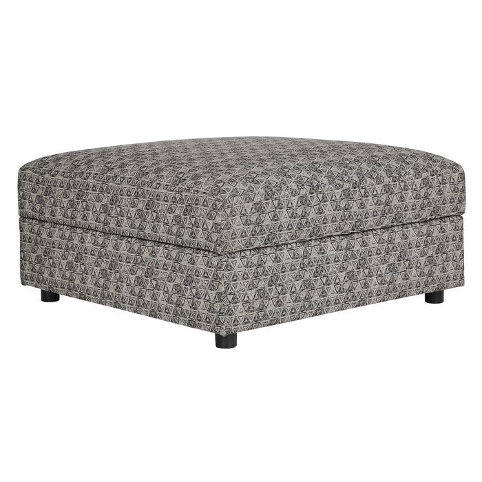Contemporary Polyester Upholstered Ottoman with Storage, Gray and Black