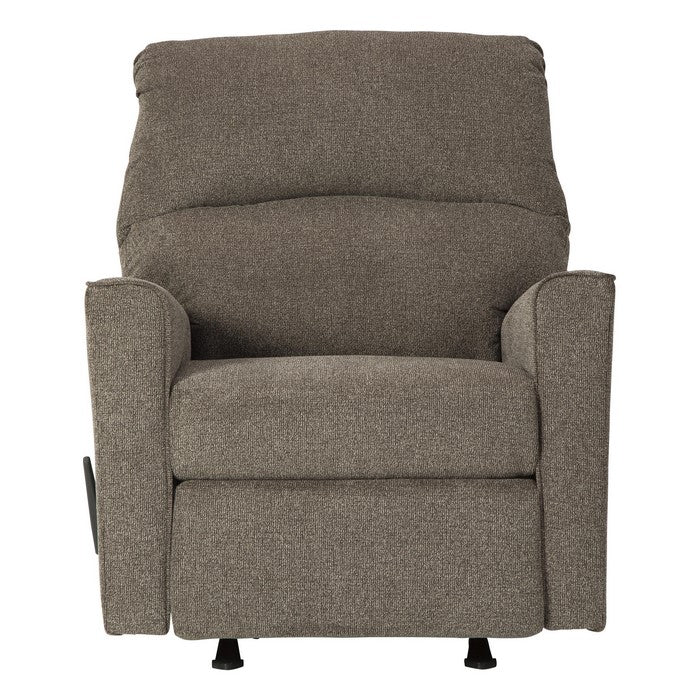 Fabric Upholstered Rocker Recliner with Tufted Back, Taupe Gray