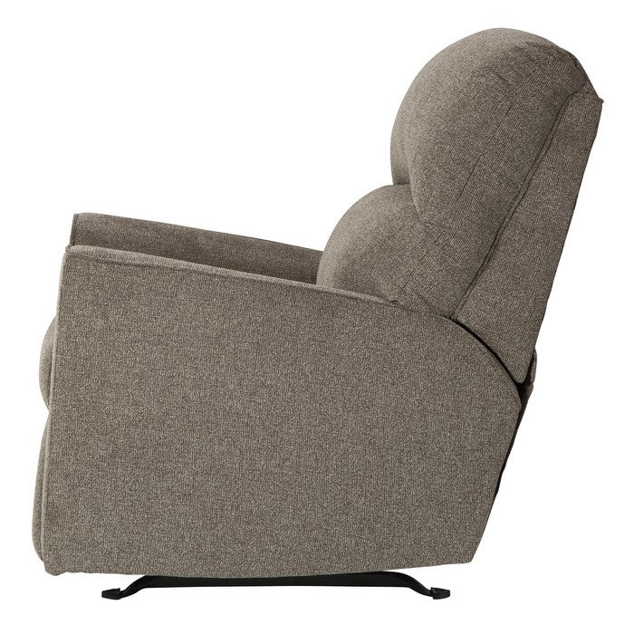 Fabric Upholstered Rocker Recliner with Tufted Back, Taupe Gray