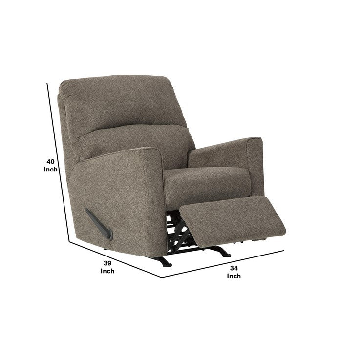 Fabric Upholstered Rocker Recliner with Tufted Back, Taupe Gray