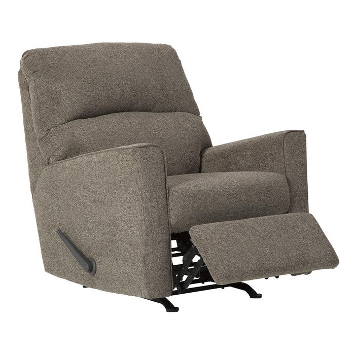 Fabric Upholstered Rocker Recliner with Tufted Back, Taupe Gray