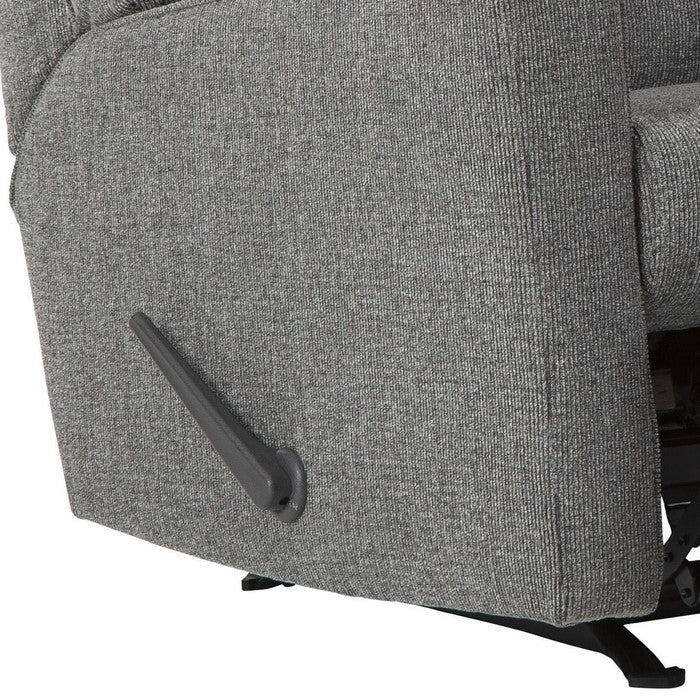 Fabric Upholstered Rocker Recliner with Tufted Back, Light Gray