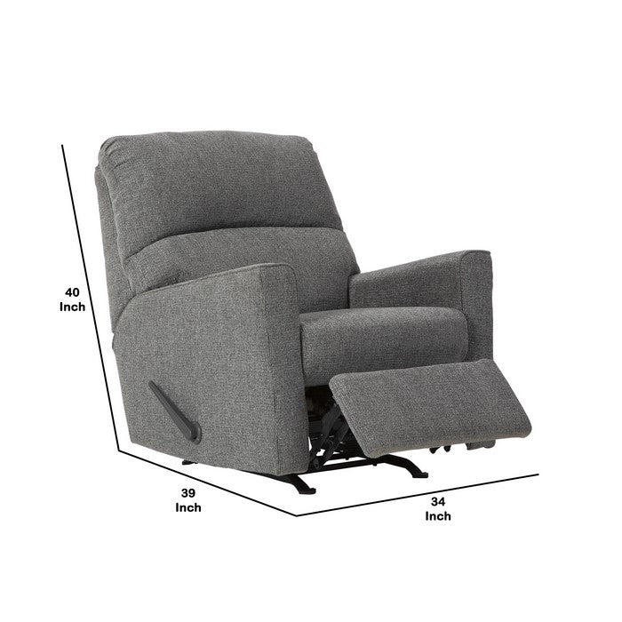 Fabric Upholstered Rocker Recliner with Tufted Back, Light Gray
