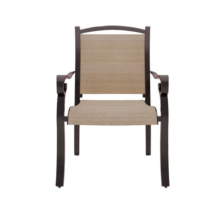 Hand Woven Resin Wicker and Aluminum Arm Chair, Set of 4, Brown
