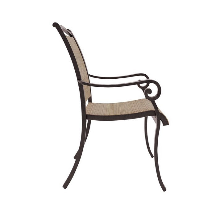 Hand Woven Resin Wicker and Aluminum Arm Chair, Set of 4, Brown