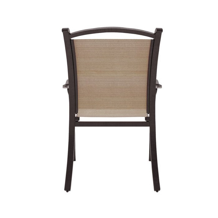 Hand Woven Resin Wicker and Aluminum Arm Chair, Set of 4, Brown